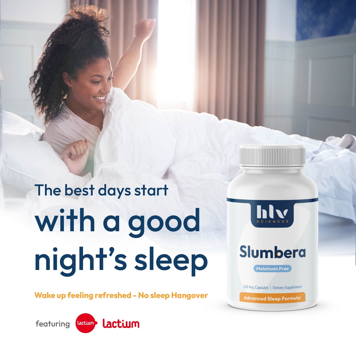Slumbera Natural Sleep Supplement by HLV Sciences - Sleep Aid with 120 Veg Capsules