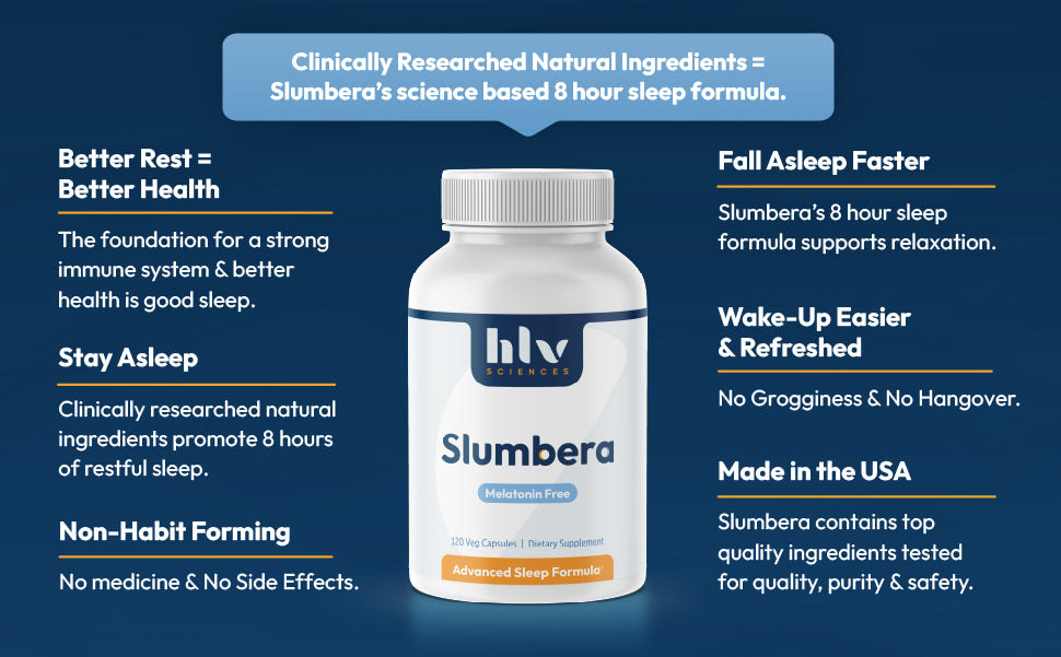 Slumbera Natural Sleep Supplement by HLV Sciences - Sleep Aid with 120 Veg Capsules